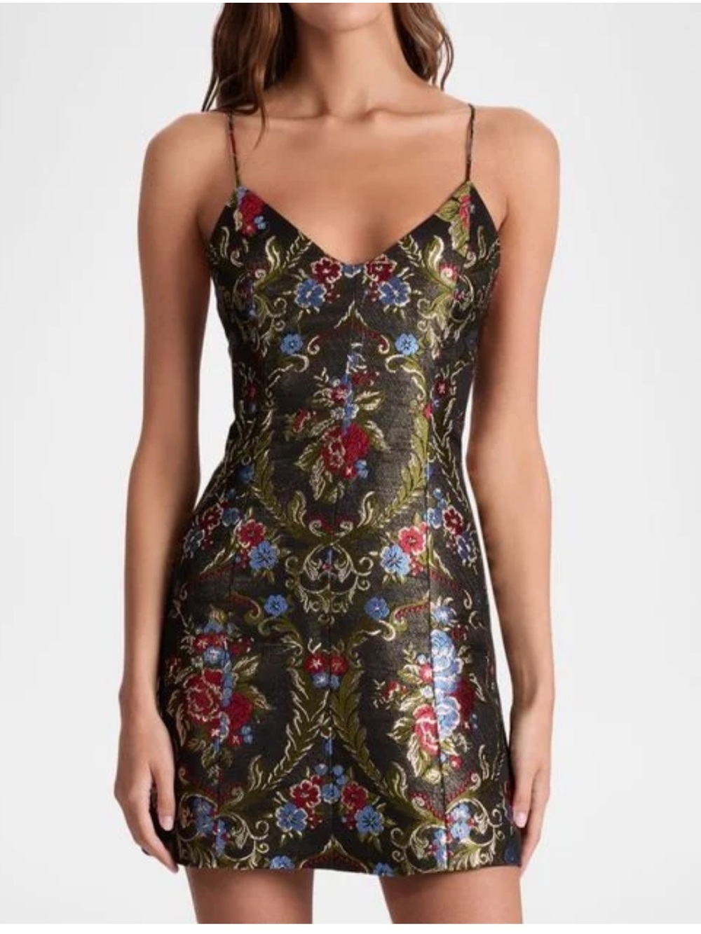 New Alice + Olivia Black Tayla Floral
Jacquard Structured Revolve Mini Dress 4
